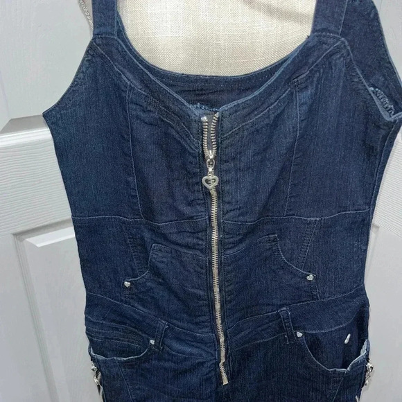 Denim zip front jumper overalls by Luxirie with pockets ❤️ - Picture 2 of 10